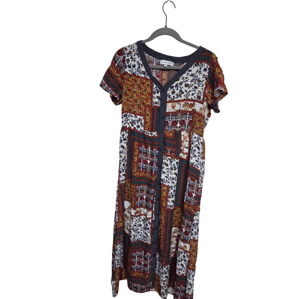 Piper & Scoot Women's M Medium Patchwork Floral Midi Dress Cottagecore‎ Modest